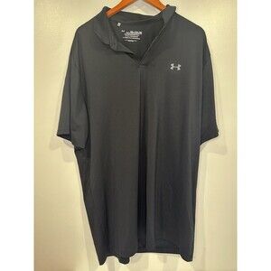 Under Armour Shirt Polo Performance Mens 2XL Tall Golf Short Sleeve Black